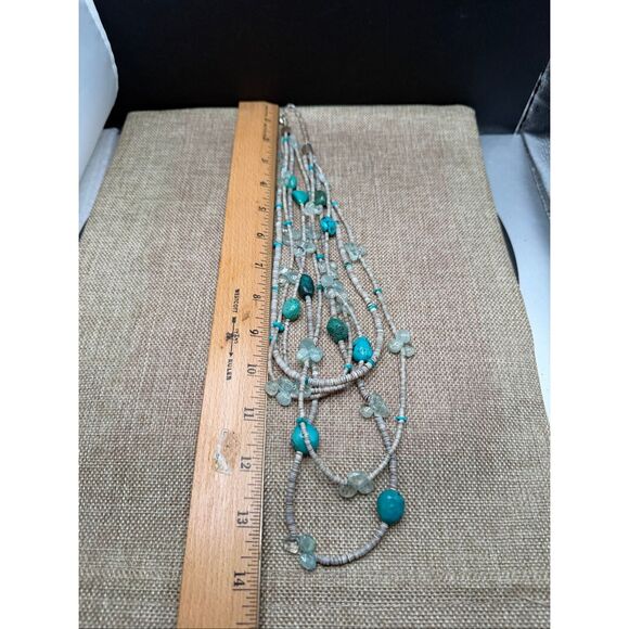 Jay King Multi Strand Heishi Bead Turquoise and Quartz Necklace Gemstones - Picture 5 of 7